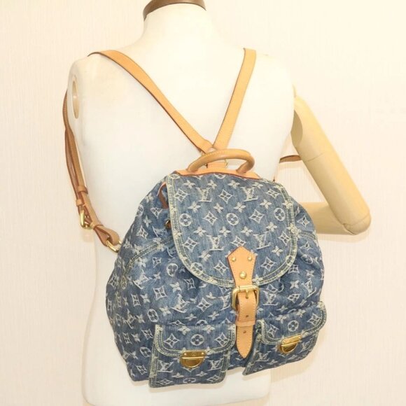 LOUIS VUITTON Monogram Denim Sac A Dos GM Backpack Blue M95056 LV Auth 23330AM - Picture 3 of 16